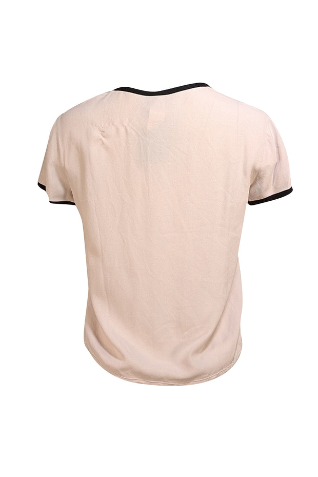 Giorgio Armani - Cream & Black Trim Short Sleeve Top Sz 6 - Current Boutique
