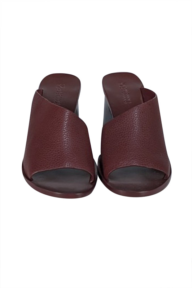 Mercedes Castillo -Maroon Pebbled Leather Mule Heels Sz 11 - Current Boutique