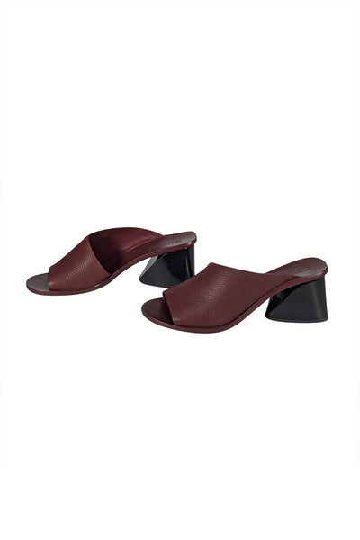 Mercedes Castillo -Maroon Pebbled Leather Mule Heels Sz 11 - Current Boutique