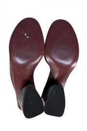 Mercedes Castillo -Maroon Pebbled Leather Mule Heels Sz 11 - Current Boutique