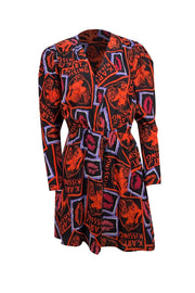 The Kooples - Black & Multi Color "The Art of Kissing" Print Dress Sz L - Current Boutique