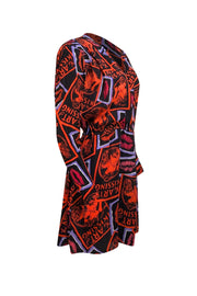 The Kooples - Black & Multi Color "The Art of Kissing" Print Dress Sz L - Current Boutique