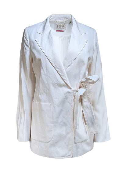 Scotch & Soda - Off-White Linen Blend Wrap Blazer Sz S - Current Boutique