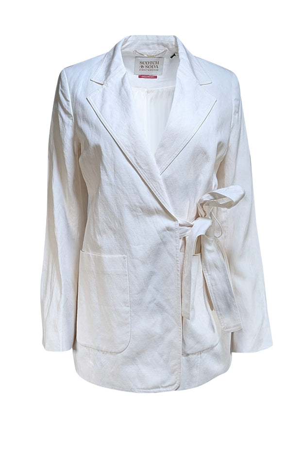 Scotch & Soda - Off-White Linen Blend Wrap Blazer Sz S - Current Boutique