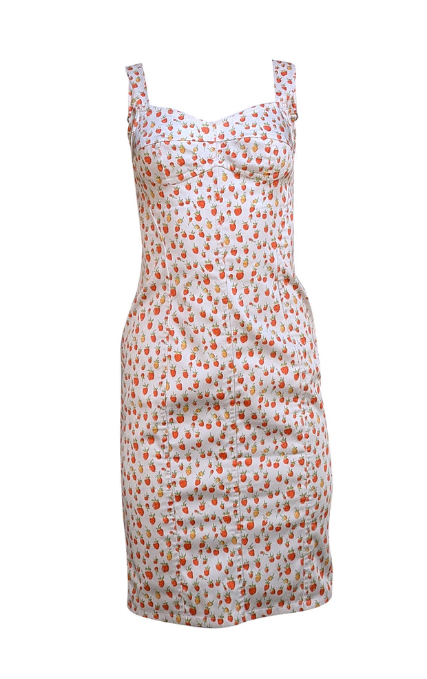 Rosamosario - White & Red Print Mini "Strawberry Fields" Dress Sz XS