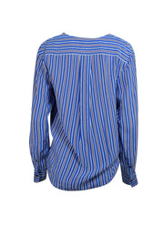 Rag & Bone - Blue, White, & Burgundy Striped Silk Surplice Top Sz M - Current Boutique