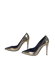 Ferragamo - Metallic Gold & Black Pointed Tow Pumps Sz 7.5