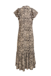 Munthe - Ivory and Black Dot Multi Print Ruffle Midi Dress Sz 8 - Current Boutique