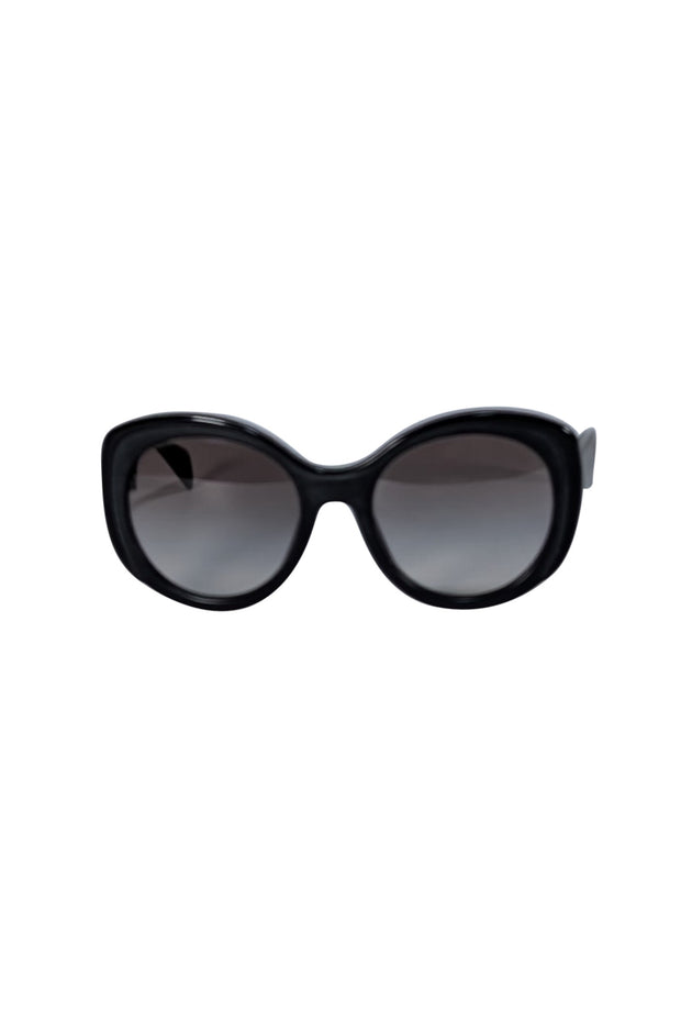 Prada - Black Large Round Sunglasses - Current Boutique