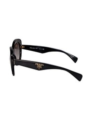 Prada - Black Large Round Sunglasses - Current Boutique