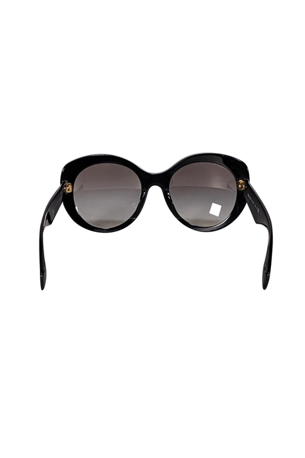 Prada - Black Large Round Sunglasses - Current Boutique
