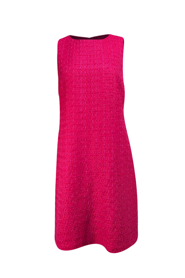 Alice & Olivia - Hot Pink Tweed Sleeveless Dress Sz 12 - Current Boutique