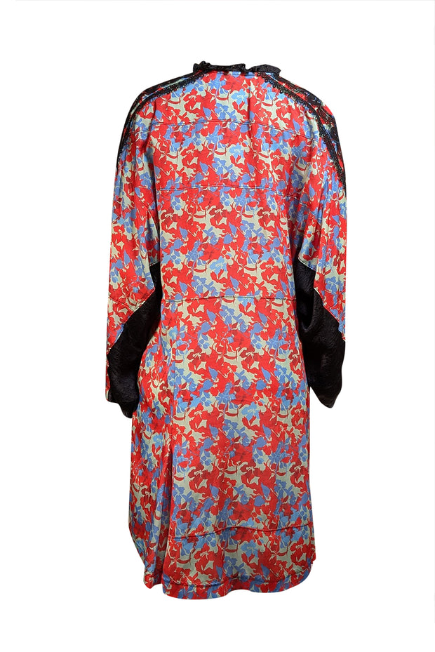 Koche - Red, Green, & Blue Floral Long Sleeve Dress Sz 2 - Current Boutique