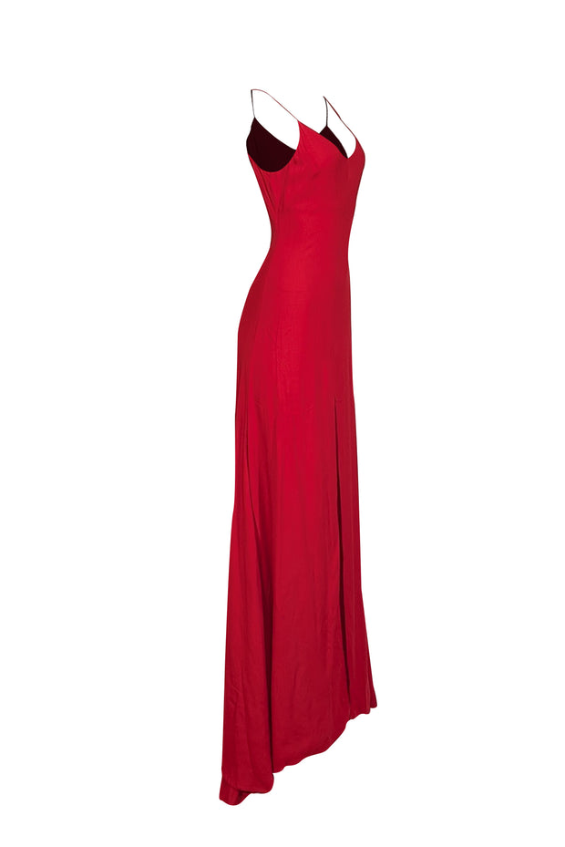 Reformation - Red Sleeveless Maxi Dress w/ High Slit Sz S - Current Boutique