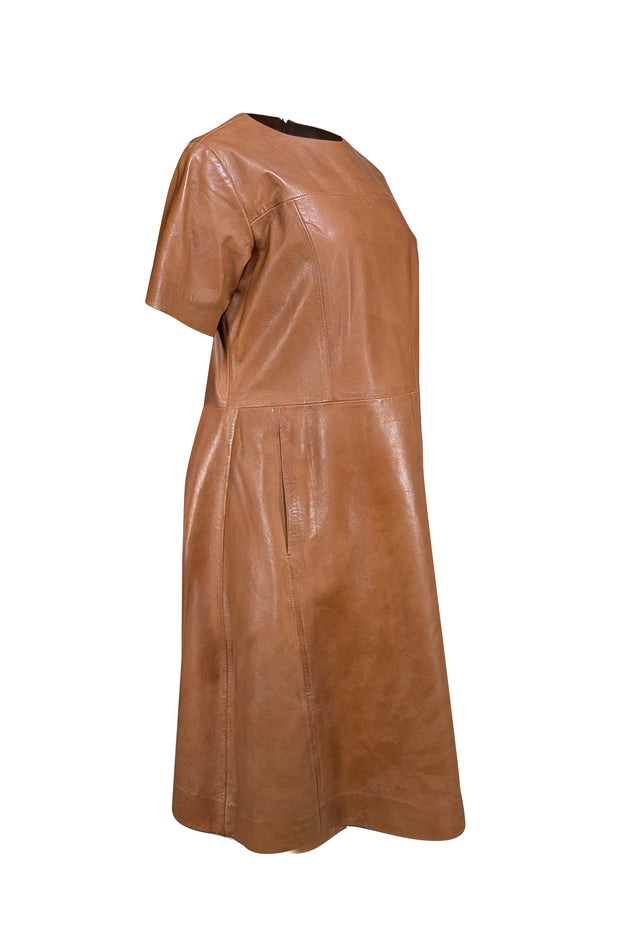 Bod & Christensen - Tan Leather "Fammy" Dress Sz 12 - Current Boutique