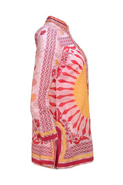Tory Burch - Pink, Orange, & Yellow Print Tunic Blouse Sz 4 - Current Boutique