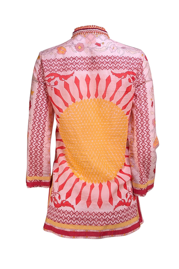 Tory Burch - Pink, Orange, & Yellow Print Tunic Blouse Sz 4 - Current Boutique