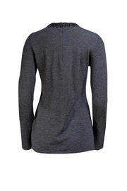 Tory Burch - Dark Grey Wool Sweater w/ Beaded Mandala Sz M - Current Boutique