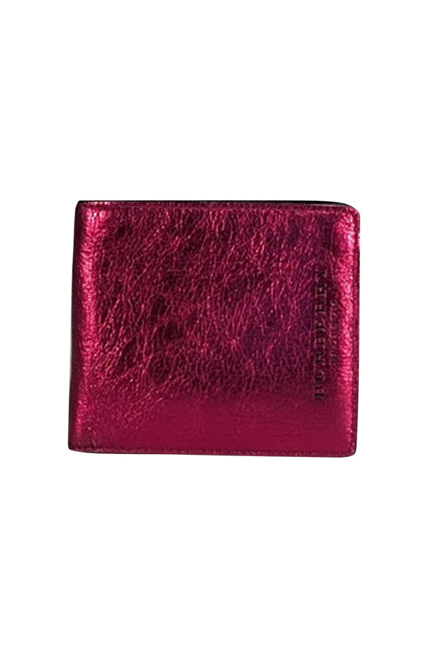 Burberry - Metallic Pink Leather Bi-Fold Wallet - Current Boutique