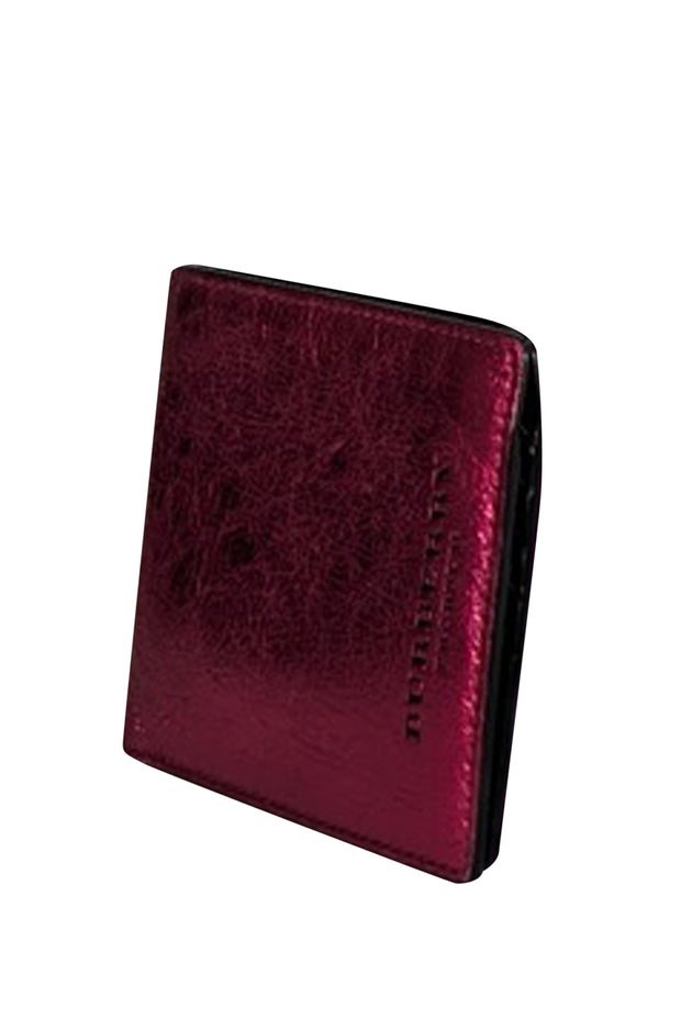 Burberry - Metallic Pink Leather Bi-Fold Wallet - Current Boutique