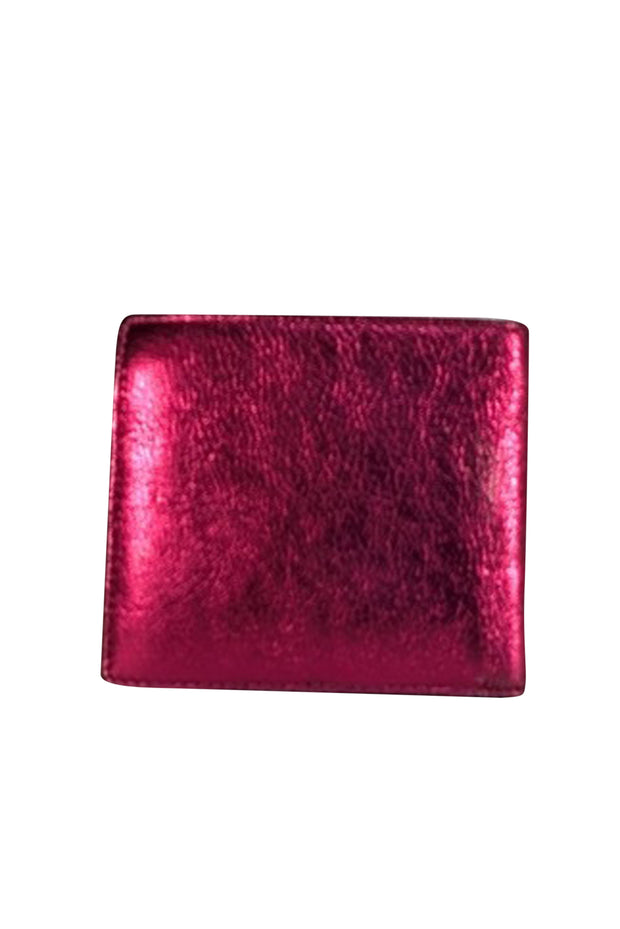 Burberry - Metallic Pink Leather Bi-Fold Wallet - Current Boutique