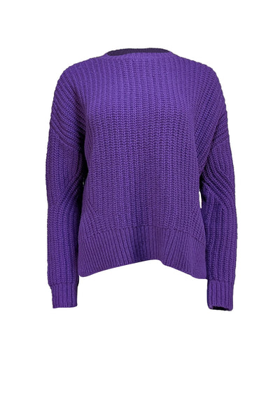 The Kooples - Purple Chunky Wool Blend Sweater Sz M - Current Boutique