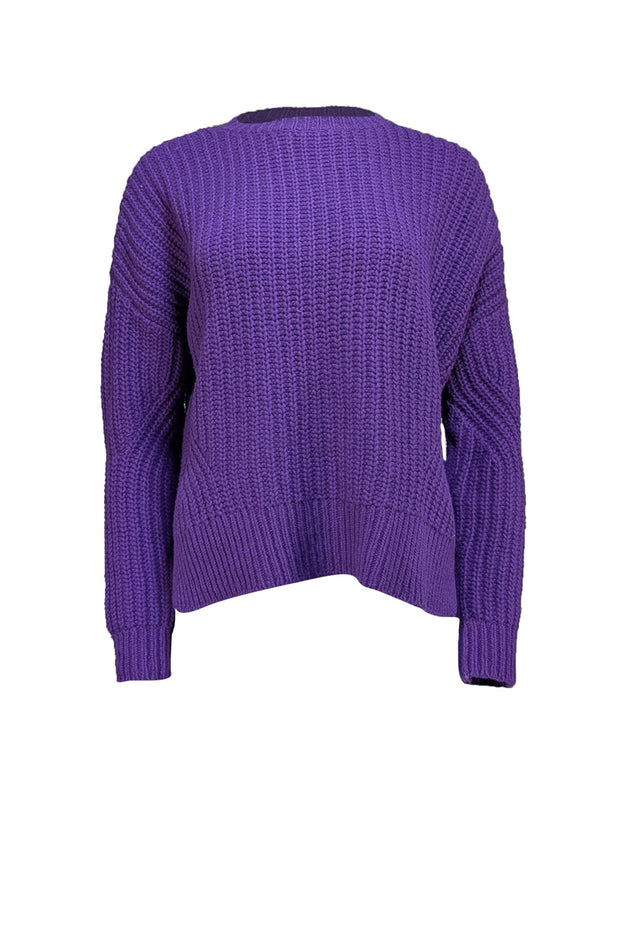 The Kooples - Purple Chunky Wool Blend Sweater Sz M - Current Boutique