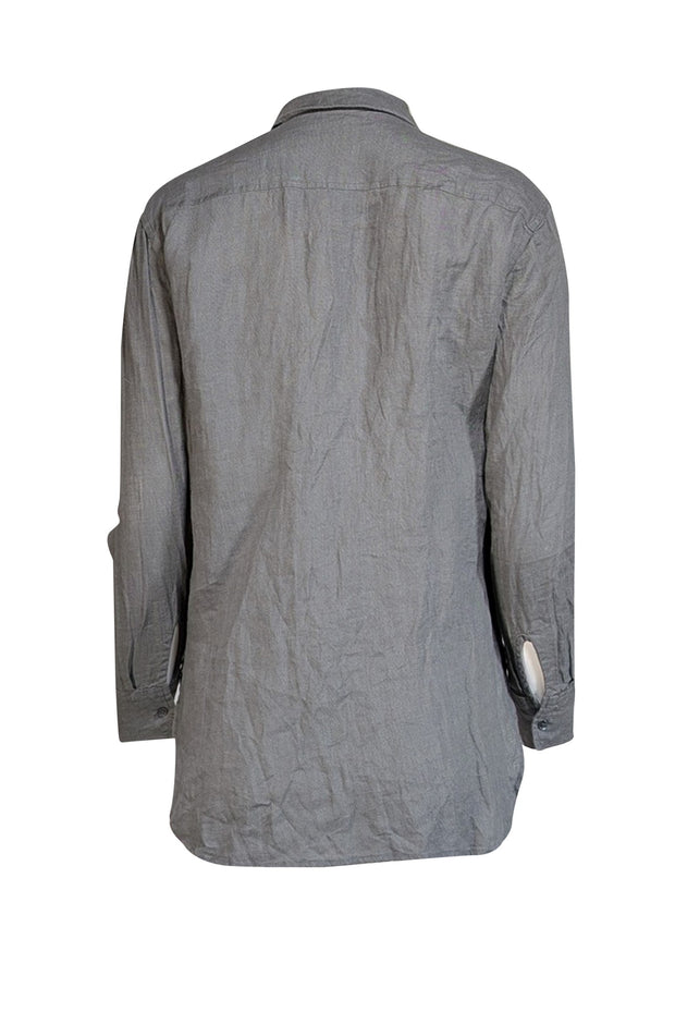 James Perse - Olive Green Linen Button Down Shirt Sz 0 - Current Boutique