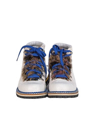 Montelliana - Ivory Leather w/ Fur Front Detail Short Boots Sz 8 - Current Boutique
