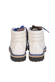 Montelliana - Ivory Leather w/ Fur Front Detail Short Boots Sz 8 - Current Boutique