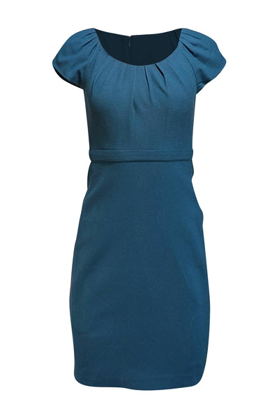 Elie Tahari - Teal Wool Cap Sleeve Sheath Dress Sz 0 - Current Boutique