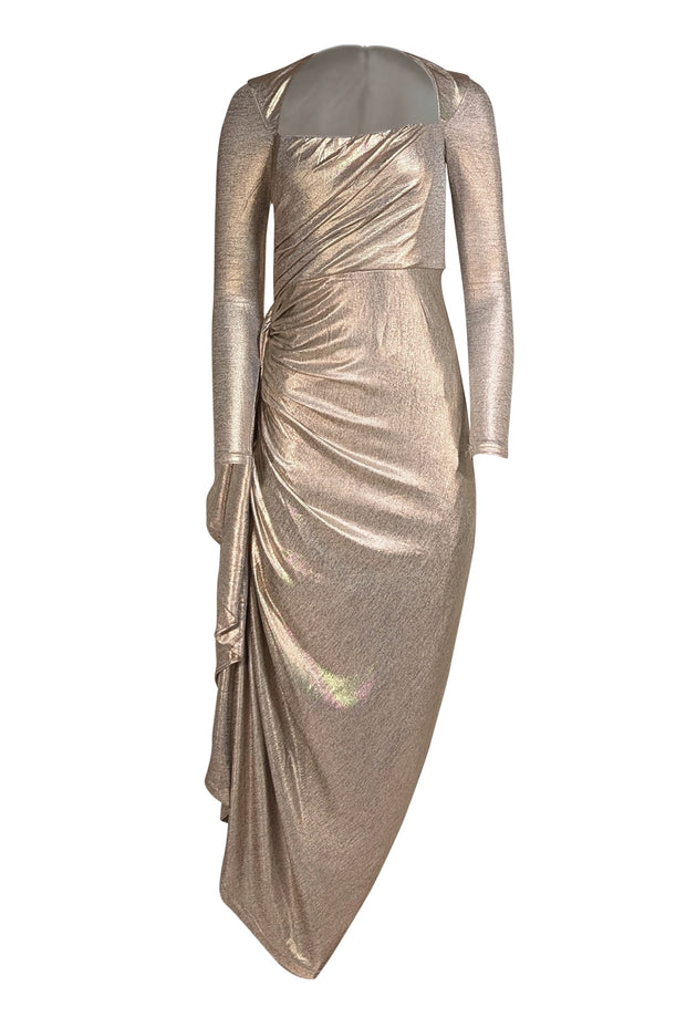 Alieva - Pink Rose Gold Side Ruched Detail Dress Sz M - Current Boutique