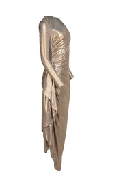 Alieva - Pink Rose Gold Side Ruched Detail Dress Sz M - Current Boutique