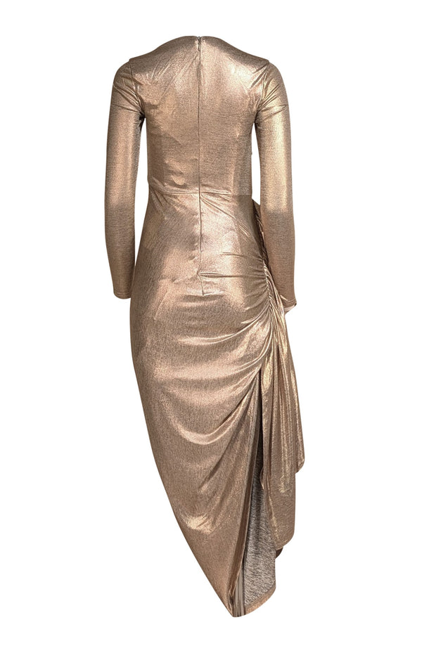 Alieva - Pink Rose Gold Side Ruched Detail Dress Sz M - Current Boutique
