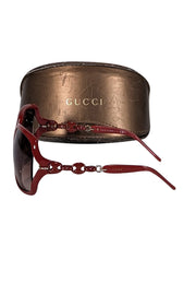 Gucci - Dark Red Large Sunglasses - Current Boutique