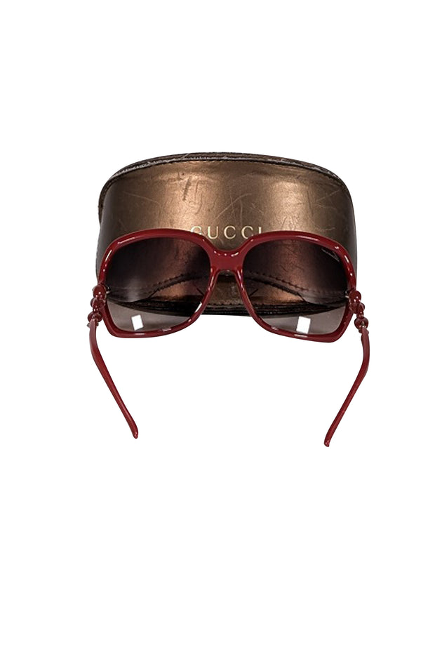 Gucci - Dark Red Large Sunglasses - Current Boutique