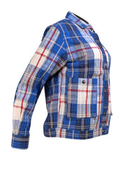 Chloe Stora - Blue, Red, & White Plaid Shirt Jacket Sz 2