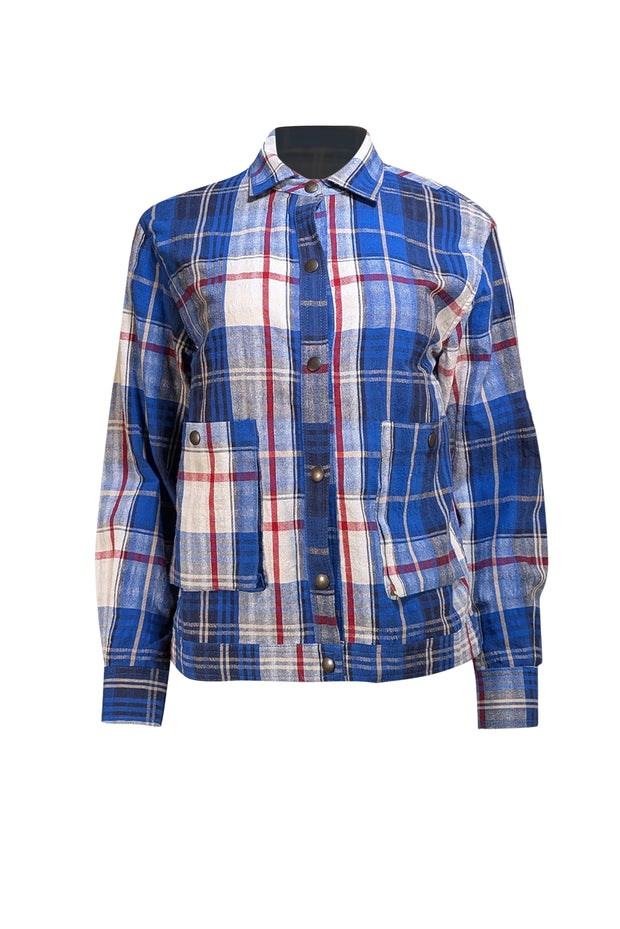 Chloe Stora - Blue, Red, & White Plaid Shirt Jacket Sz 2