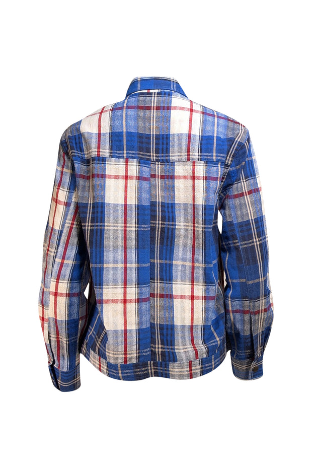 Chloe Stora - Blue, Red, & White Plaid Shirt Jacket Sz 2