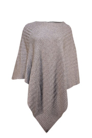 Beryll - Brown Ribbed Knit Cashmere Poncho One Size - Current Boutique