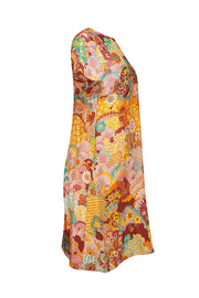 La DoubleJ - Yellow & Multi Color Print Short Sleeve Dress Sz S - Current Boutique