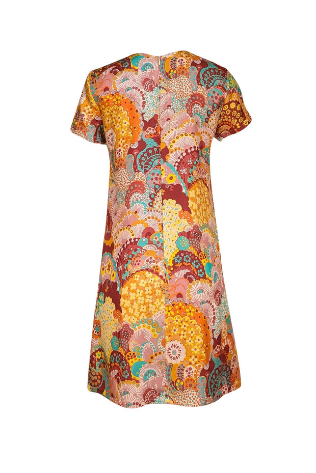La DoubleJ - Yellow & Multi Color Print Short Sleeve Dress Sz S - Current Boutique
