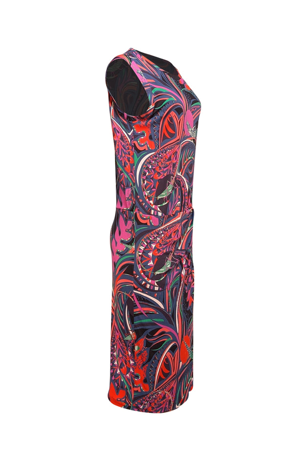 Emilio Pucci - Blue & Multi Color Print Tulip Front Dress Sz 14 - Current Boutique