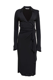 Diane von Furstenberg - Black Long Sleeve Wrap Dress Sz 8 - Current Boutique