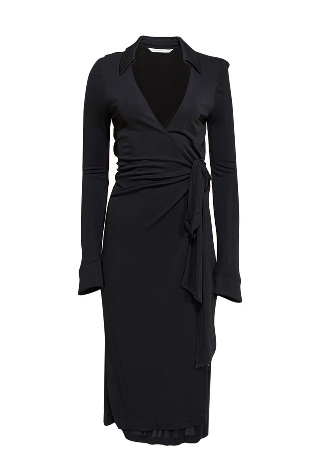 Diane von Furstenberg - Black Long Sleeve Wrap Dress Sz 8 - Current Boutique
