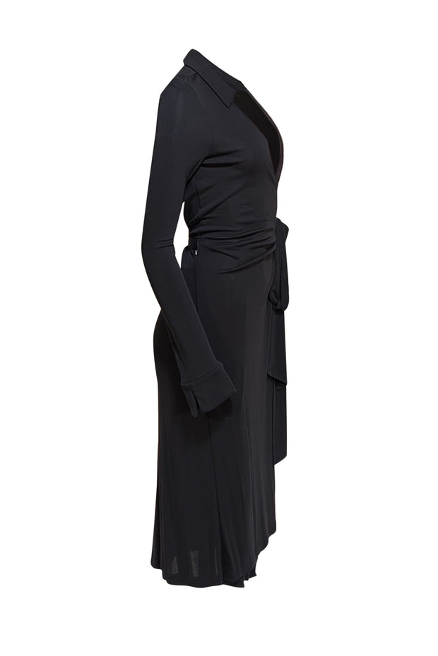 Diane von Furstenberg - Black Long Sleeve Wrap Dress Sz 8 - Current Boutique