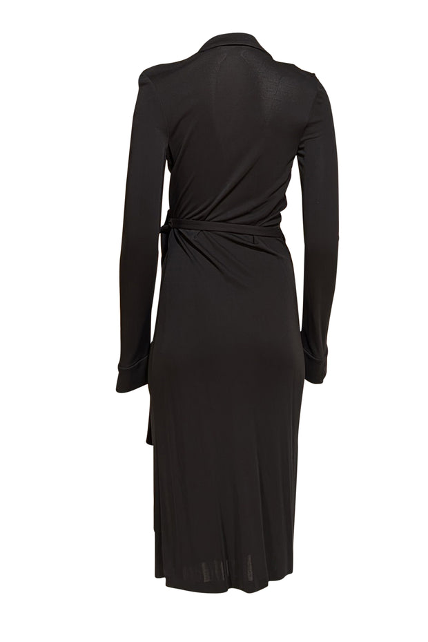 Diane von Furstenberg - Black Long Sleeve Wrap Dress Sz 8 - Current Boutique