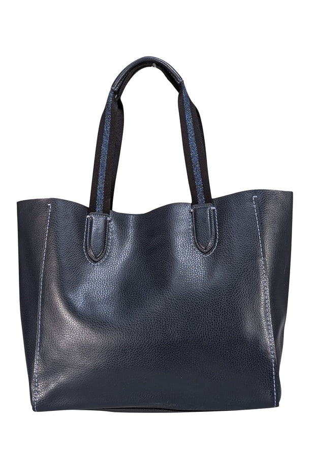Coach - Navy Leather "Derby" Logo Front Tote - Current Boutique