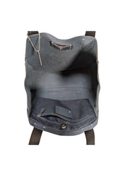 Coach - Navy Leather "Derby" Logo Front Tote - Current Boutique