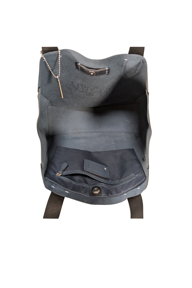 Coach - Navy Leather "Derby" Logo Front Tote - Current Boutique